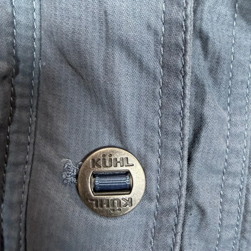 Kuhl Womens Blue Grey Arktik Utility Field Jacket Hidden Hood Size Large